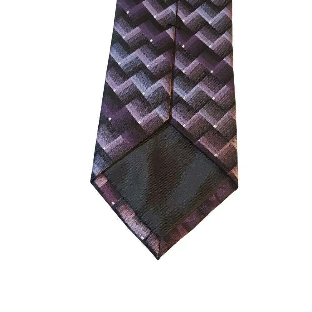 Van Heusen Purple Stain Resistant Hand‎ Made 100% Silk Men's Neck Tie Business